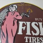 Vintage Fisk Tires Sign – Automobile Car Sales Service Gas Pump Porcelain Sign - Image 12