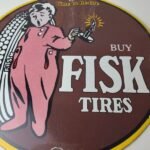 Vintage Fisk Tires Sign – Automobile Car Sales Service Gas Pump Porcelain Sign - Image 4