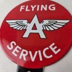 Vintage Flying A Gas Sign Topper – Porcelain License Plate Auto Topper - Image 3