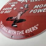 Vintage Flying A Gasoline Sign – 49ers Football Sports Porcelain Gas Pump Sign - Image 11