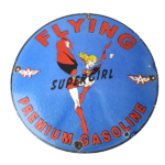 Vintage Flying A Gasoline Sign – Aviation Super Girl Porcelain Gas Pump Sign