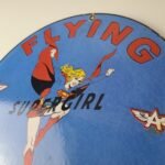 Vintage Flying A Gasoline Sign – Aviation Super Girl Porcelain Gas Pump Sign - Image 8