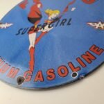 Vintage Flying A Gasoline Sign – Aviation Super Girl Porcelain Gas Pump Sign - Image 10