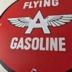 Vintage Flying A Gasoline Sign – Porcelain Aviation Service Gas Pump Sign - Image 4