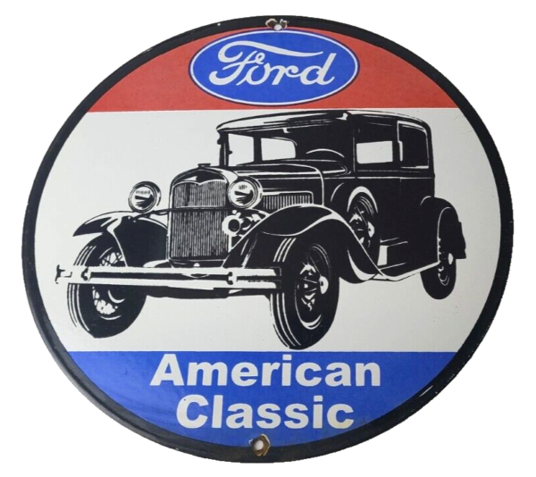 Vintage Ford Motors Sign – American Classic Garage Gas Automotive Porcelain Sign
