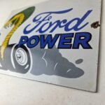 Vintage Ford Power Sign – Cobra Jet Sales Service Gas Oil Porcelain Sign - Image 14