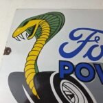 Vintage Ford Power Sign – Cobra Jet Sales Service Gas Oil Porcelain Sign - Image 3