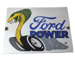 Vintage Ford Power Sign – Cobra Jet Sales Service Gas Oil Porcelain Sign - Image 2