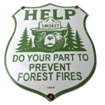 Vintage Forest Service Porcelain Sign – Help Smokey Bear Prevent Fires Ad Sign - Image 2