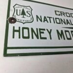 Vintage Forest Service Sign – Honey Moon Cabin Porcelain National Park Gas Sign - Image 6