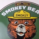Vintage Forest Service Sign – Smokey the Bear Porcelain Gas Pump Sign - Image 3