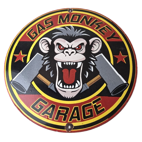 vintage-gas-monkey-garage-porcelain-sign-gas-pump-service-station-shop-sign-306480115730-600x600-1.png Vintage Gas Monkey Garage Porcelain Sign – Gas Pump Service Station Shop Sign - Image 1