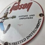 Vintage Gibson Guitars – Acoustic Electric Bass Porcelain Gas Station Goofy Sign - Image 13