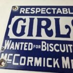 Vintage Girls Wanted Sign – Biscuit Department Porcelain Gas Pump Sign - Image 3