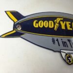 Vintage Goodyear Blimp Sign – Porcelain Gas Service Tires Advertising Sign - Image 5