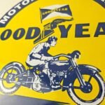 Vintage Goodyear Motorcycle Tires Sign – Porcelain Gas Pump Station Sign - Image 4