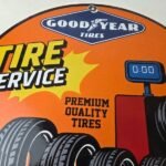 Vintage Goodyear Tires Service Porcelain Sign – Tire Stack Premium Sign - Image 3