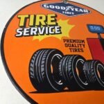 Vintage Goodyear Tires Service Porcelain Sign – Tire Stack Premium Sign - Image 6