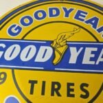 Vintage Goodyear Tires Sign – Porcelain Gas Pump Station Sign - Image 3