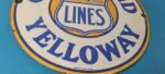 Vintage Greyhound Yelloway Porcelain – Bus Line Company News Gas Pump Sign - Image 7