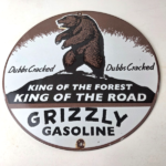 Vintage Grizzly Porcelain Sign – Automotive Gasoline Pump Sign - Image 15