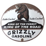 Vintage Grizzly Porcelain Sign – Automotive Gasoline Pump Sign - Image 2
