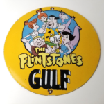 Vintage Gulf Gasoline Sign – Flintstones Porcelain Advertising Gas Pump Sign - Image 12