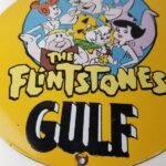 Vintage Gulf Gasoline Sign – Flintstones Porcelain Advertising Gas Pump Sign - Image 4