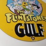 Vintage Gulf Gasoline Sign – Flintstones Porcelain Advertising Gas Pump Sign - Image 7