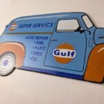 Vintage Gulf Gasoline Sign – Gas Motor Oil Service Truck Pump Porcelain Sign - Image 12