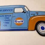 Vintage Gulf Gasoline Sign – Gas Motor Oil Service Truck Pump Porcelain Sign - Image 4