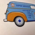Vintage Gulf Gasoline Sign – Gas Motor Oil Service Truck Pump Porcelain Sign - Image 6