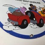 Vintage Gulf Gasoline Sign – Mickey Mouse Porcelain Gas Pump Station Sign - Image 11