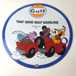 Vintage Gulf Gasoline Sign – Mickey Mouse Porcelain Gas Pump Station Sign - Image 15