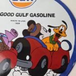 Vintage Gulf Gasoline Sign – Mickey Mouse Porcelain Gas Pump Station Sign - Image 3