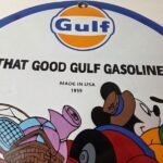 Vintage Gulf Gasoline Sign – Mickey Mouse Porcelain Gas Pump Station Sign - Image 4