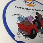 Vintage Gulf Gasoline Sign – Mickey Mouse Porcelain Gas Pump Station Sign - Image 6