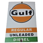 Vintage Gulf Gasoline Sign – Porcelain Octane Type Gas Pump Service Station Sign