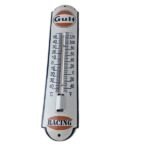 Vintage Gulf Racing Sign – Gas Service Pump Ad Sign on Porcelain Thermometer - Image 2