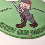 Vintage Gun Sign – Ithaca Firearm Sales Porcelain Gas Oil Pump Advertising Sign - Image 11