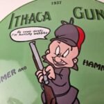 Vintage Gun Sign – Ithaca Firearm Sales Porcelain Gas Oil Pump Advertising Sign - Image 3