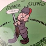 Vintage Gun Sign – Ithaca Firearm Sales Porcelain Gas Oil Pump Advertising Sign - Image 4