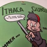 Vintage Gun Sign – Ithaca Firearm Sales Porcelain Gas Oil Pump Advertising Sign - Image 5