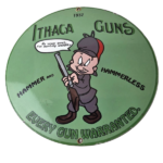 Vintage Gun Sign – Ithaca Firearm Sales Porcelain Gas Oil Pump Advertising Sign - Image 2
