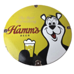 Vintage Hamms Beer Sign – Brewery Alcohol Bear Gas Pump Porcelain Sign