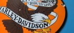 VINTAGE HARLEY DAVIDSON MOTORCYCLE PORCELAIN GAS BIKE BAR SHIELD BALD EAGLE SIGN - Image 4