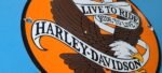 VINTAGE HARLEY DAVIDSON MOTORCYCLE PORCELAIN GAS BIKE BAR SHIELD BALD EAGLE SIGN - Image 6
