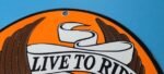 VINTAGE HARLEY DAVIDSON MOTORCYCLE PORCELAIN GAS BIKE BAR SHIELD BALD EAGLE SIGN - Image 8