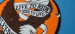 VINTAGE HARLEY DAVIDSON MOTORCYCLE PORCELAIN GAS BIKE BAR SHIELD BALD EAGLE SIGN - Image 9