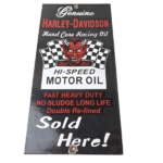 Vintage Harley Davidson Motorcycle Sign – Racing Oil Porcelain Pump Ad Sign - Image 2